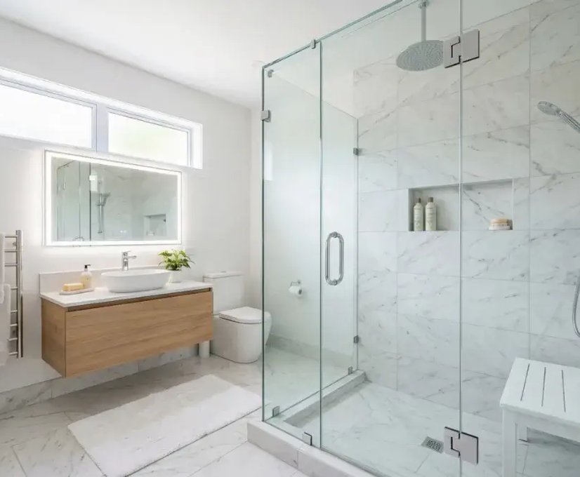 Custom glass shower door installation